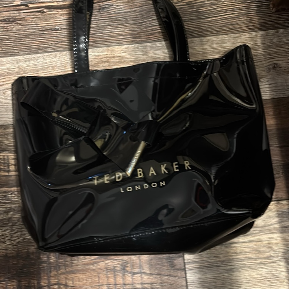 Ted Baker Black Patent Leather Tote Bag NWOT